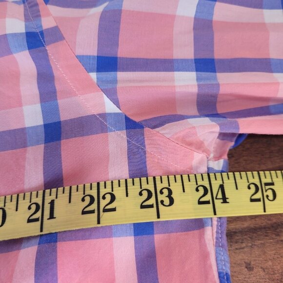 J.Crew Factory Shirt Men's sz XL Lightweight Salmon/Blue 100% Cotton Button Down - Picture 7 of 8